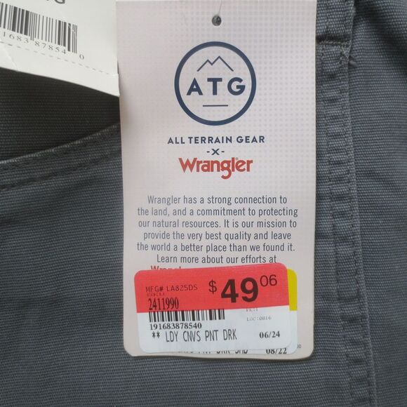 New Wrangler ATG Pants Women 10 Avg Gray Sierra Slim Fit All Terrain Gear Hiking - Picture 8 of 16